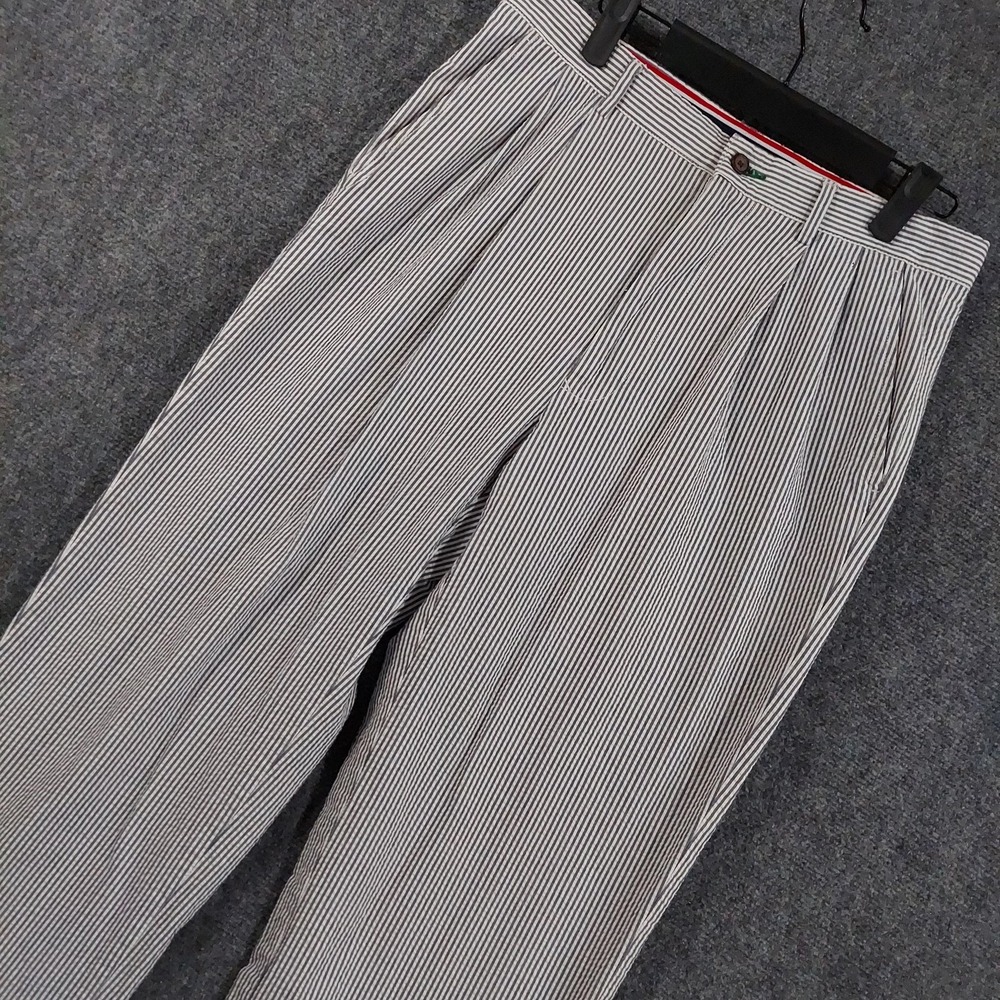 Tommy Hilfiger Pants Mens 32x32 Pleated Seersucker Chino Summer Preppy Boating